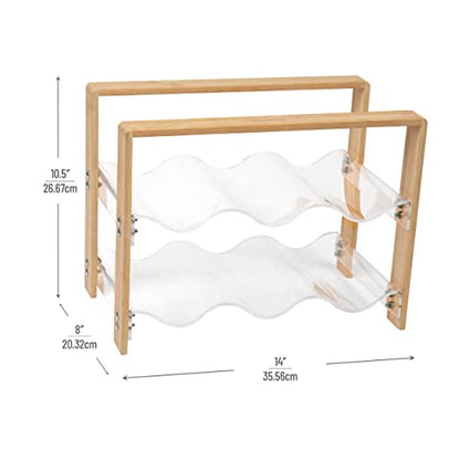 Mind Reader Wine Rack, Kitchen Decor, Countertop Organizer, Apartment Essential, Storage, Acrylic, 14" L x 8" W x 10.5" H, Brown - style: Wine Rack