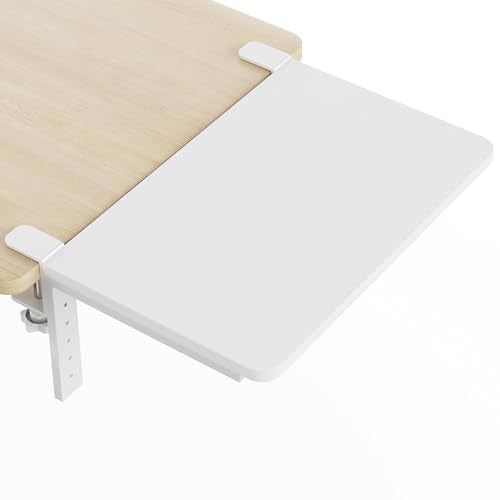 Desk Extender, 15-inch Clamp-On Desk Shelf, Height-Adjustable Desktop Shelf Organizer for Monitors Office and Gaming Accessories, Arm Support Table Extension, 44lbs Heavy Duty, White - color: 15in White