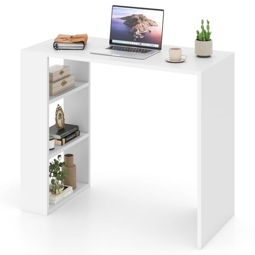 Giantex Small Computer Desk, 36 Inch Compact Home Office Desk with Storage Open Shelves & Anti-Tipping Kit, Makeup Vanity Table, Student Teen Study Writing Desk for Small Space, White