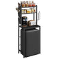 MAHANCRIS Bakers Rack with Mini Fridge Shelf, 3-Tier Microwave Stand, Coffee Bar Station with Paper Holder, Freestanding Kitchen Storage Rack, for Kitchen, Black BRBK5401 - color: Black