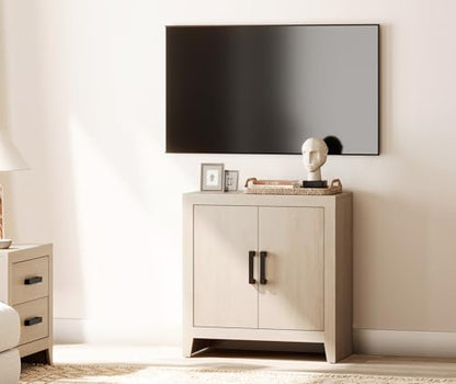 WAMPAT Farmhouse TV Stand with Storage Cabinet for TVs up to 50 Inch, 31.5" Entertainment Center, Media Console Table for Living Room, Dining Room & Entryway, Beige - color: Beige
