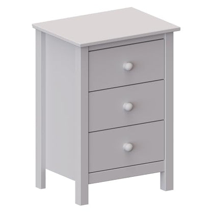 From the Tree Furniture Tall Nightstand with 3 Drawers - Solid Pine Wood Bedside Table with Spacious Storage & Sustainable Design - Gray Side Table for Bedroom Organization & Style - color: Grey
