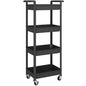 MIOCASA 4-Tier Utility Rolling Cart with Detachable Tray Top, Kitchen Storage Organization, Art Cart with Wheels for Office, Classroom, Livingroom, Kitchen, Bathroom, Black, Plastic - size: 4-Tier, style: Black