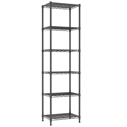 REGILLER 6 Wire Shelving Steel Storage Rack Adjustable Unit Shelves for Laundry Bathroom Kitchen Pantry Closet (16.7L x 11.9W x 64H, Black) - color: Black