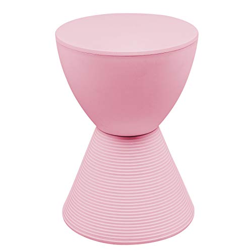 LeisureMod Modern Hourglass Pink Side Table - ABS Shell Drum End Table with Storage for Indoor & Outdoor Use - color: Pink