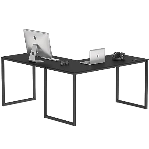 SHW Mission 55 x 60 Inches L-Shape Home Office Computer Desk, Black - color: Black, size: 55-Inch L-Shaped