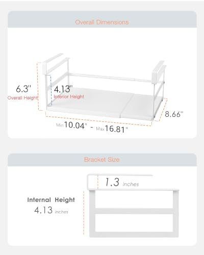 Under Shelf Storage Basket, 2-Pack Under Cabinet Shelf Organizer | Expandable Hanging Basket Holds 35 lbs Add-On Kitchen Pantry Cupboard Counter Laundry 10.04-16.81" W x 8.66" Dx 4.13" H - size: 10.04-16.81" W × 8.66" D × 4.13" H