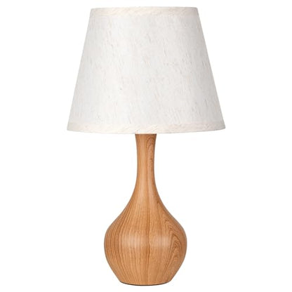 Seealle Touch Table Lamp for Bedroom, 3-Way Dimmable Small Bedside Lamps for Night Stands with Wires, Wood-Paint Desk Lamp for Kids Room, Office, Living Room, End Table(LED Bulb Included) - color: E. Oatmeal Shade & wood-paint Base