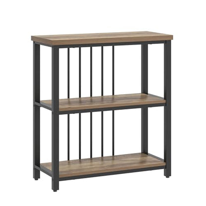 FOLUBAN Small Bookshelf and Bookcase, 3 Tier Open Book Shelf, Modern Metal and Wood Shelving Unit for Living Room Bedroom, Oak - color: Oak, size: 12.6"D x 29.5"W x 32.3"H