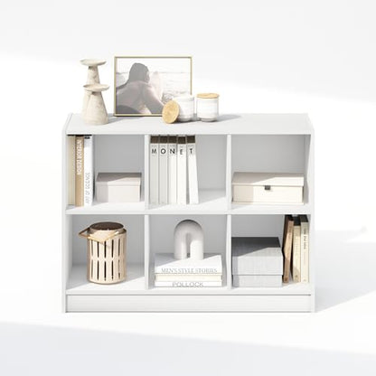 Furinno Basic Book Shelf, 3x2 Bookshelf, Cube Organizer Cabinet Bookcase with Shelf Storage, 11.9 x 31.6 x 23.6, for Living Room, Bedroom, Home Office, White - color: White