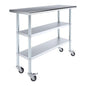 AmGood Stainless Steel Work Table with 2 Shelves and Casters | Metal Utility Table On Wheels (Stainless Steel Work Table with 2 Shelves + Casters, 48" Long x 18" Deep) - size: 48" Long x 18" Deep