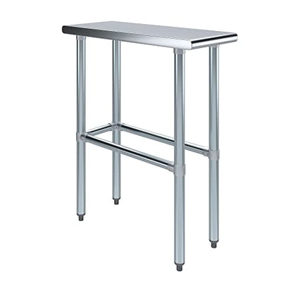 AmGood 30 in. x 12 in. Open Base Stainless Steel Work Table | Residential & Commercial | Food Prep | Heavy Duty Utility Work Station | NSF - size: 12 in. Length x 30 in. Width