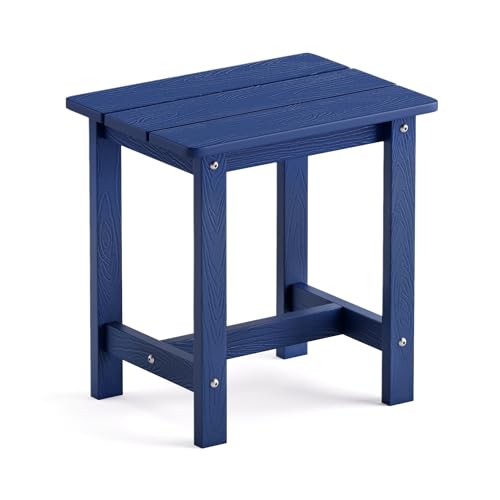 LUE BONA Outdoor Side Table, HDPS Small Outdoor Table, Adirondack Side Table, Outside End Table for Patio, Porch, Deck, Pool, Weather Resistant/Easy Maintenance/Indoor or Outside Use, Navy - color: Navy, size: 16.1 in