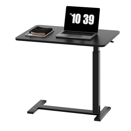 Sweetcrispy Overbed Bedside Table with Wheels, Adjustable Hospital Home Use, Rolling Laptop Mobile Standing Space Saving Durable Frame Side Storage Shelf Easy Assembly, Black - color: Black