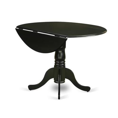 East West Furniture DLT-BLK-TP Dublin Modern Kitchen Table - a Round Dining Table Top with Dropleaf & Pedestal Base, 42x42 Inch, Black - color: Dlt-blk-tp