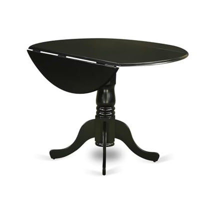 East West Furniture DLT-BLK-TP Dublin Modern Kitchen Table - a Round Dining Table Top with Dropleaf & Pedestal Base, 42x42 Inch, Black - color: Dlt-blk-tp