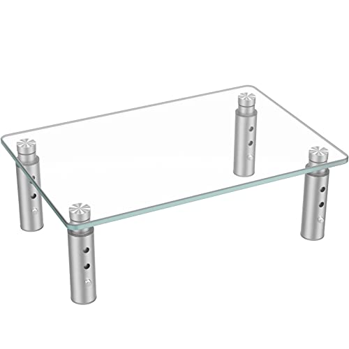Hemudu Monitor Stand Riser, 3 Height Adjustable Laptop Stand Riser, Monitor Stand Riser for PC, Computer, Laptop Clear
