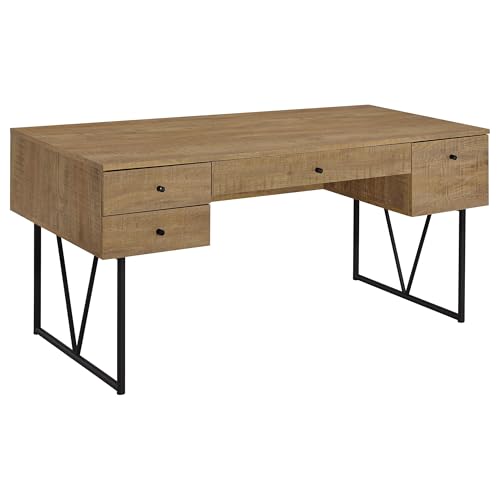 Coaster Home Furnishings - Analiese - Wood - 4-Drawer Writing Desk with Metal Legs, and V-Bracing Profile - Home Office - 63-Inch - Mango - 801851 - color: Mango