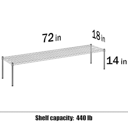 18" Deep x 72" Wide x 14" Height Wire Shelving Kit | 1-Tier | NSF Commercial Storage Rack Unit - size: 18" Deep x 72" Wide