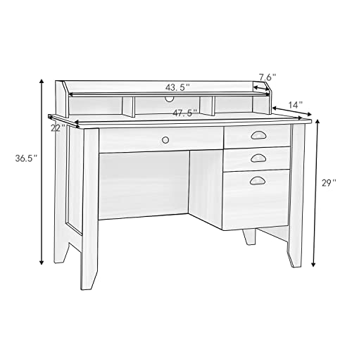 Catrimown Computer Desk with Drawers and Hutch, Farmhouse Home Office Desk with File Drawer,Student Girls Desks,Teens Writing Table, Small Computer Desk for Bedroom, Rustic Oak - color: Rustic Oak