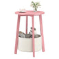 sthmec Small Round Side End Table with Cloth Storage Basket, Round Bedside Sofa Couch Coffee Tables for Small Places with Metal Frame, Modern Nighstands for Living Room Bedroom, Pink - color: Pink