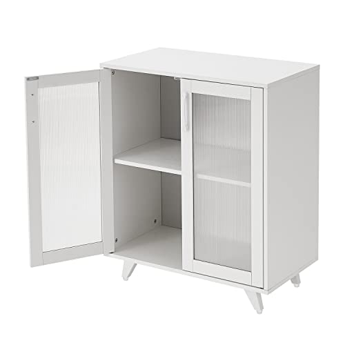 Panana Kitchen Buffet Server Table Accent Sideboard Cupboard Server Buffet Console Table with Doors Cabinet (27inch, White) - color: White, size: 27inch