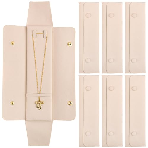 Framendino, 6 Pack Velvet Necklace Case Travel Jewelry Bag Organizer Pouch Holder Box for Women Storage White - color: White