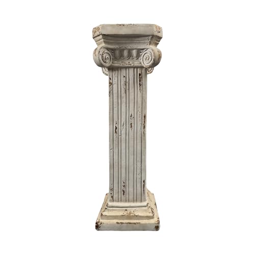 38.18" Tall Roman Column Pedestal Plant Stand with Base, Greek Style Pillar Sculpture Display Stand, Magnesium Oxide Large Decorative Pedestal for Indoor Outdoor Garden Patio Wedding Party Decor