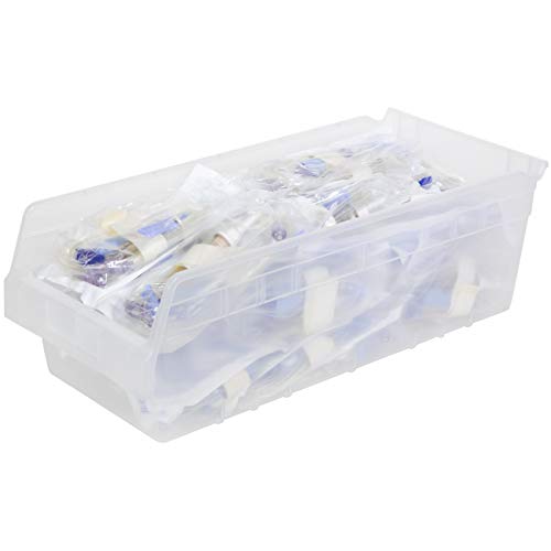 Akro-Mils 30088 Plastic Nesting ShelfMax Storage Bin Box, (18-Inch x 8-Inch x 6-Inch), Clear, (8-Pack) - color: Clear