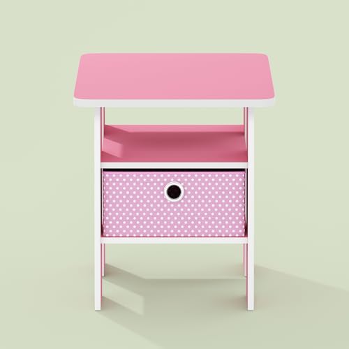 Ipoh End Table, Nightstand, Side Table with Bin Drawer for Small Spaces, Living Room, Bedroom, Blush Pink - color: Blush Pink