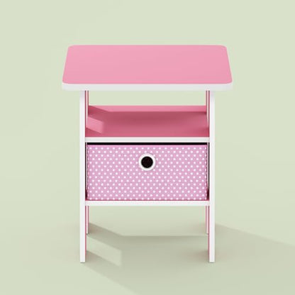 Ipoh End Table, Nightstand, Side Table with Bin Drawer for Small Spaces, Living Room, Bedroom, Blush Pink - color: Blush Pink