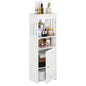 5-Tier Narrow Bathroom Cabinet, 9.8" W X 31.5" H | White PVC Material, Rack, Holder, Fits Small Spaces, for Toilet Side, Laundry Room, Kitchen, Easy Assembly - size: 7.9"D x 9.8"W x 31.5"H