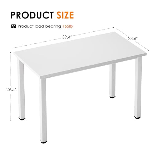 Need Small Computer Desk, 39.4 Inch Sturdy Writing Table, Compact, White | Metal Frame, Teens Study Table, Home Office Desk, Adjustable Feet, Water-Resistant, Dorms & Bedrooms, Easy Assembly - color: White, size: 39.4 inches