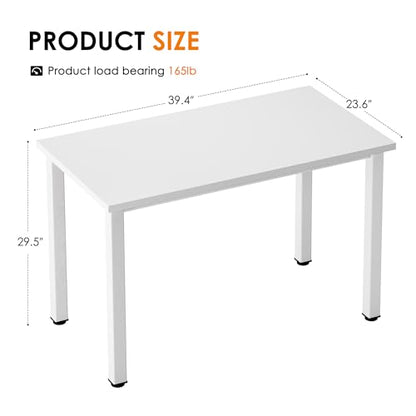 Need Small Computer Desk, 39.4 Inch Sturdy Writing Table, Compact, White | Metal Frame, Teens Study Table, Home Office Desk, Adjustable Feet, Water-Resistant, Dorms & Bedrooms, Easy Assembly - color: White, size: 39.4 inches