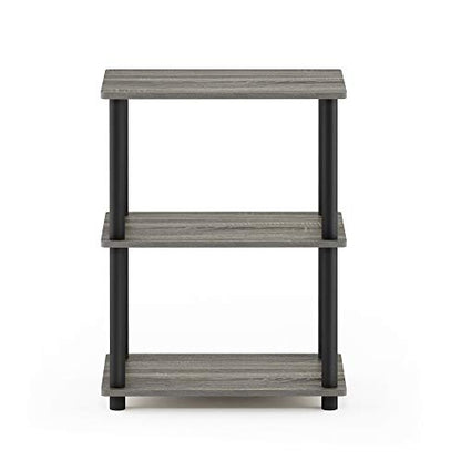 Furinno Turn-N-Tube No Tool 3-Tier Storage Shelf, Narrow, French Oak Grey/Black - color: French Oak Grey/Black, size: 3-Tier Narrow