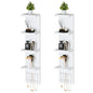 LitaEther 4 Tier White Lack Shelf Vanity Wall Shelf with 10 Crystal Hooks - Multi-Functional Storage for Makeup, Jewelry, Plants, Awards & Display (L7.1 x W5.5 x H30.7) (2)