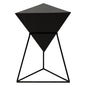 COZAYH Geometric End Table, Modern Side Table with Wooden Top and Metal Base Design, Unique Pyramid Plant Stand for Home and Living Room, Black - color: Black