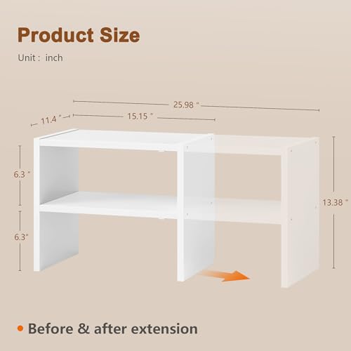 Hoctieon 2-Tier Expandable Shoe Shelf, Adjustable Shoe Shelf Storage Organizer, Stackable Iron Wood Combination Free Standing Shoe Rack for Entryway, Closet, Doorway, White - size: 1 Pack(2-Tier)
