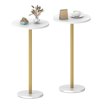 White Small Round Side Table Set of 2 Pedestal Drink End Table for Small Space Round Cocktail Coffee Table for Living Room Nightstand Bedside Table for Sofa, Bedroom and Balconty - color: White 2 Pack