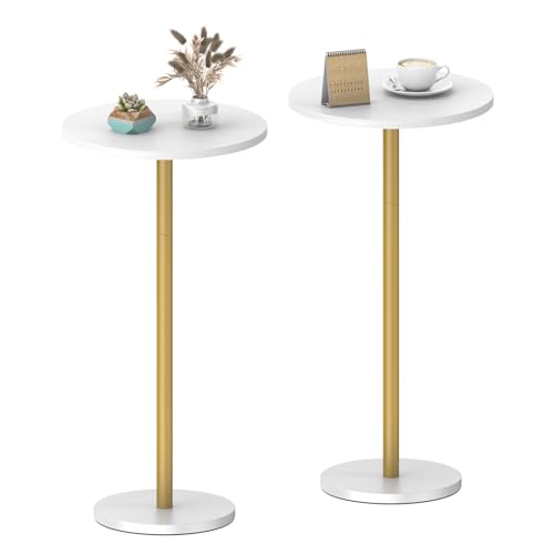 White Small Round Side Table Set of 2 Pedestal Drink End Table for Small Space Round Cocktail Coffee Table for Living Room Nightstand Bedside Table for Sofa, Bedroom and Balconty - color: White 2 Pack