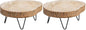 Creative Co-Op Small Paulownia Wood Pedestal with Metal Legs (Pack of 2) - color: Natural, size: 9" (Pack of 2)