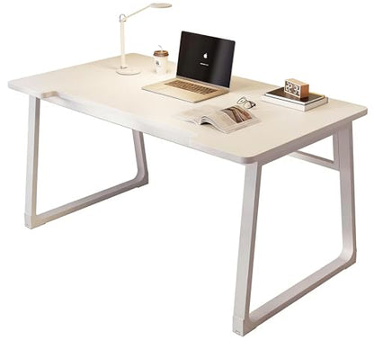 Computer Desk 39.4 Inch Small Office Desk with Wood Top and Metal Frame, Study Writing Desk for Home, Bedroom, Gaming, U-Shaped Leg Design, Modern Simple - color: Frame：white/Board：white