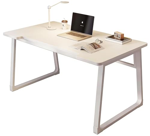 Computer Desk 39.4 Inch Small Office Desk with Wood Top and Metal Frame, Study Writing Desk for Home, Bedroom, Gaming, U-Shaped Leg Design, Modern Simple - color: Frame：white/Board：white