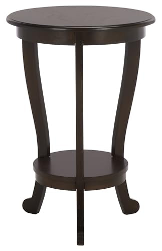 SAFAVIEH Furniture - Mary Pedestal Table - Dark Chocolate - Solid Wood - Farmhouse Pedestal Design - Ideal for Living Room, Entryway, Home Office, 18.1" W x 18.1" D x 26" H (AMH5711F) - color: Dark Chocolate