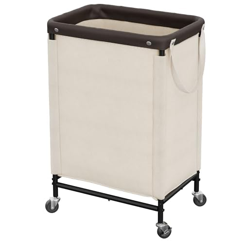 StorageWorks Laundry Hamper, 90L Rolling Laundry Sorter Cart with Removable and Washable Liner Bag, Clothes Hamper with Wheels and Handle for Laundry Room and Bedroom, Beige - color: Beige, size: 90L(1-Section)