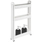 3 Tiers Slim Rolling Storage Cart, 3.5 Inches Slim Slide Out Bathroom Organizer Cart, Tiered Storage Rack with Wheels, Narrow Mobile Utility Cart for Laundry Room, Kitchen, Office, Sturdy Room - size: 3 Tiers