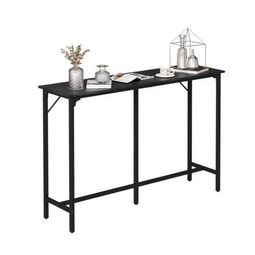 VINGLI 55 Inch Bar Table, Rectangular Counter Height Home Pub Table, Black | High Top, Multi-Scene Use for Kitchen Dining Living Room Sofa Entryway, Wooden Tabletop & Metal Base, Easy to Install - color: Black, size: 55"L