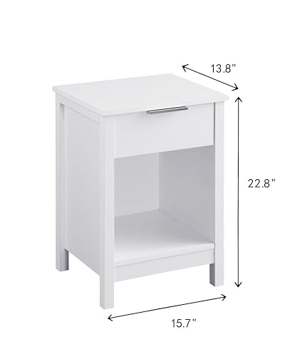 Nightstand with Drawer,3-Tier End Side Table with Storage Drawer and Shelf,Modern Bedside Night Stand for Bedroom, Living Room-Retro White - color: White, style: 1 Drawers