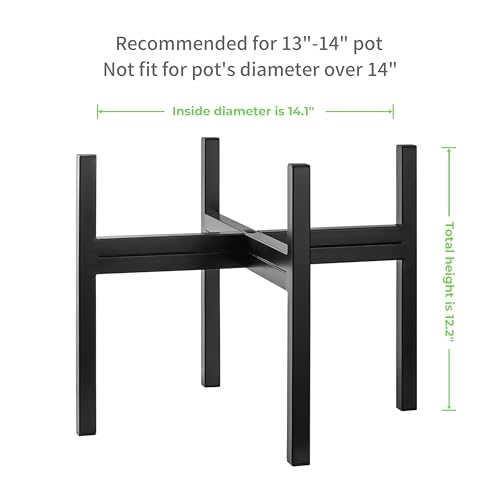 FaithLand Mid Century Plant Stand Indoor Outdoor(Plant Pot Not Included), Holds Planters with a Maximum Width of 14 Inch, Metal Planter Stand, Potted Plant Holder, Black - Width Not Adjustable - size: 14 inch