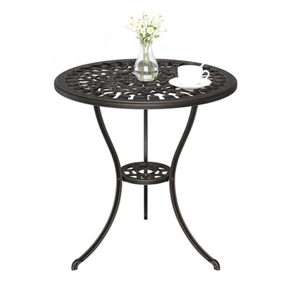 IDEALHOUSE Patio 23''Cast Aluminum Side Table with Umbrella Hole,Bronze | Outdoor Small Coffee Tables,Anti-Rust Bistro Table,Round End Table,Outdoor Furniture for Indoor,Patio,Garden,Porch,Balcony - size: 1.57'' Umbrella Hole